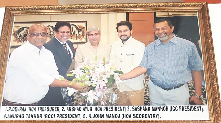 ICC boss Shashank Manohar and deposed BCCI president Anurag Thakur during happier times. (Source: Indian Express)