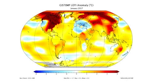 NASA: January 2017 third warmest on record | Technology News - The ...