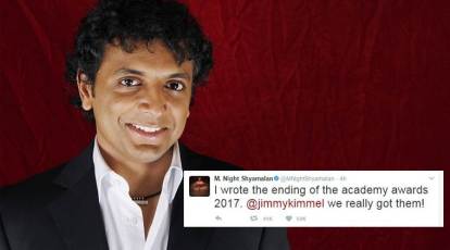 M. Night Shyamalan takes credit for Oscars Best Picture twist on Twitter.