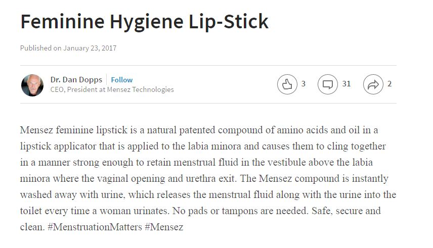 Dr Dopps' note on LinkedIn.