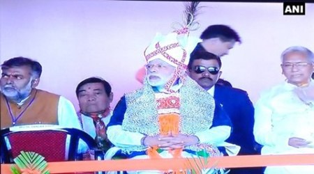 Manipur Elections 2017, Manipur elections Modi, Narendra modi Imphal rally, Modi headgear, Imphal Modi, Imphal rally Modi, Manipur BJP, Manipur polls, India news, latest news