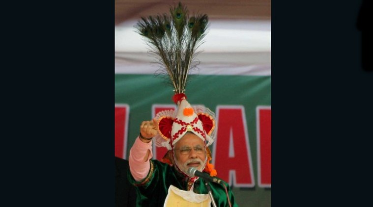 Manipur Elections 2017, Manipur elections Modi, Narendra modi Imphal rally, Modi headgear, Imphal Modi, Imphal rally Modi, Manipur BJP, Manipur polls, India news, latest news