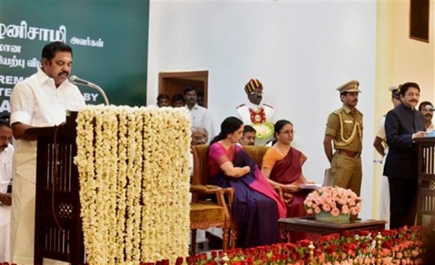 tamil nadu cm, chief minister, 'edappadi' k palaniswami, oath of secrecy, swearing-in ceremony, governor, ch vidyasagar rao, raj bhavan