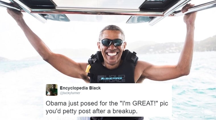 barack obama, barack obama vacation pics, barack obama holiday pics, richard branson, barack obama kite surfing, kite surfing challenge, obama branson kite surfing challenge, indian express, indian express news