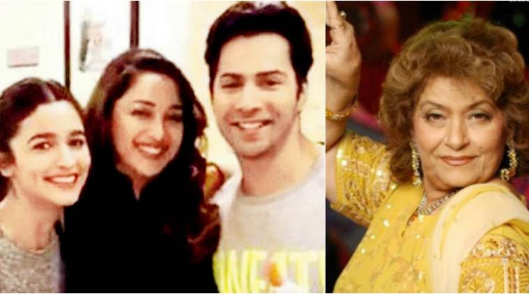 saroj khan tamma tamma again, saroj khan alia bhatt, saroj khan madhuri dixit, saroj khan, varun dhawan, alia bhatt, madhuri dixit, sanjay dutt, bosco martin, tamma tamma, tamma tamma again, saroj khan tamma tamma, thaanedaar, badrinath ki dulhania, indian express news, entertainment news