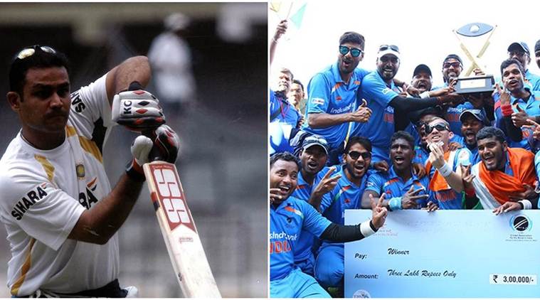 virender sehwag, sehwag, virender sehwag twitter, sehwag twitter, t20 world cup, t20 blind world cup, india t20 blind world cup champions, india vs pakistan, india pakistan final t20 world cup, blind cricketers, cricket news, sports news