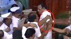 tamil nadu, tamil nadu floor test, tamil nadu assembly, speaker heckled, speaker manhandled, p dhanapal, p dhanapal heckled, DMK, DMK protest, chairs broken tamil nadu assembly