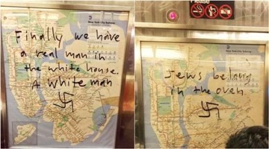 donald trump, hate message, trump hate, manhattan subway hate message, unity against trump, indian express, indian express news