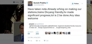 Suresh Prabhu's twitter response to Virali Modi's petition