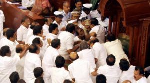Chennai: A view of Tamilnadu Assembly during the  Vote of confidence motion in Chennai on Saturday.PTI Photo

(PTI2_18_2017_000187B)