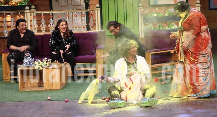 kapil sharma show, kapil sharma show holi, govinda, govinda wife