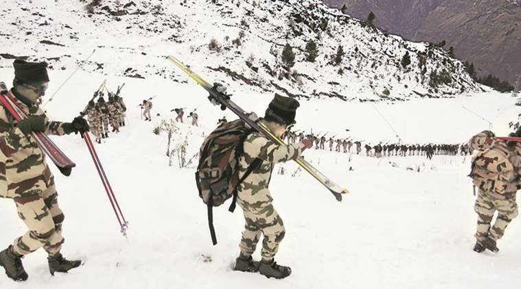 ITBP personnel in Chamoli district. Given Uttarakhand’s long border with China, the ITBP has a continuous presence in the state and will escort polling officials at many booths. (Source: Express photo by Ashutosh Bhardwaj)