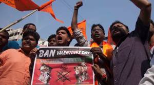 valentine's day, bajrang dal valentine's day india, indonesia valentine's day protest, pakistan valentine's day ban, malaysia valentine's day protest, muslim countries valentine's day, indian express news, valentine's day india protests, valentine's day shiv sena, valentine's day ban, valentine's day hindu groups