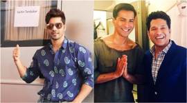 varun dhawan, sachin tendulkar, varun sachin, varun dhawan sachin tendulkar, varun dhawan fan moment, badrinath ki dulhania, varun dhawan sachin vanity van, varun dhawan fan sachin tendulkar, sachin tendulkar fan varun dhawan, sachin tendulkar bollywood fans, badrinath ki dulhania, badrinath ki dulhania promotions, alia bhatt badrinath ki dulhania, bollywood news, bollywood updates, entertainment news, indian express news, indian express