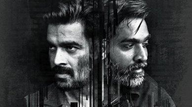 vikram vedha, vikram vedha first look, vikram vedha poster, madhavan vikram vedha, vijay sethupathi, vijay sethupathi vikram vedha, vikram vedha news, vikram vedha release, kollywood news, entertainment news
