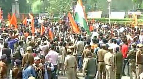 ABVP protest highlights: With chants of 'Bharat Mata Ki Jai', protesters  say 'shoot anti-nationals' | India News,The Indian Express