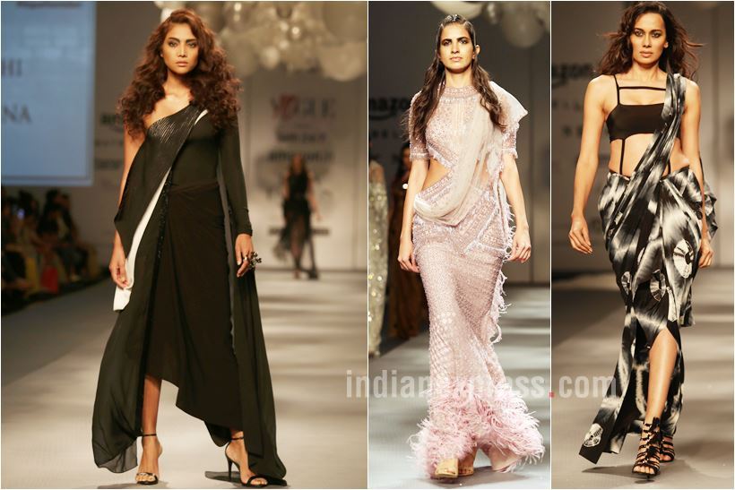 aifw aw 2017, amazon india fashion week, Abraham & Thakore, Manish Malhotra, Raw Mango, Rahul Mishra, Abu Jani Sandeep Khosla, Suneet Varma, Bodice, Huemn, Rara Avis, Payal Singhal, Anita Dongre, sari fashion, sari 24/7, celeb fashion, indian fashion, indian express, indian express news