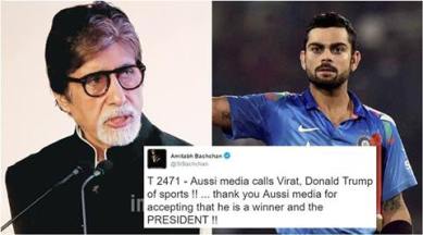 amitabh bachchan, amitabh bachchan twitter, amitabh bachchan virat kohli trump comparison tweet, amitabh bachchan tweets support to virat kohli, amitabh bachchan twitter support to virat kohli, indian express, indian express news, india news, trending news
