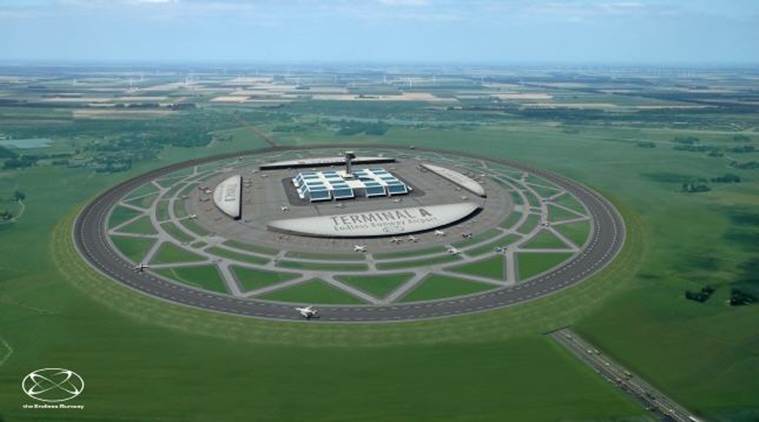 air traffic, circular runways, endless runway, airport-circular runway, sustainable airport, Henk Hesselink, centrifugal forces, circular runways, touchdown, noise pollution, congested airport, india news, indian express