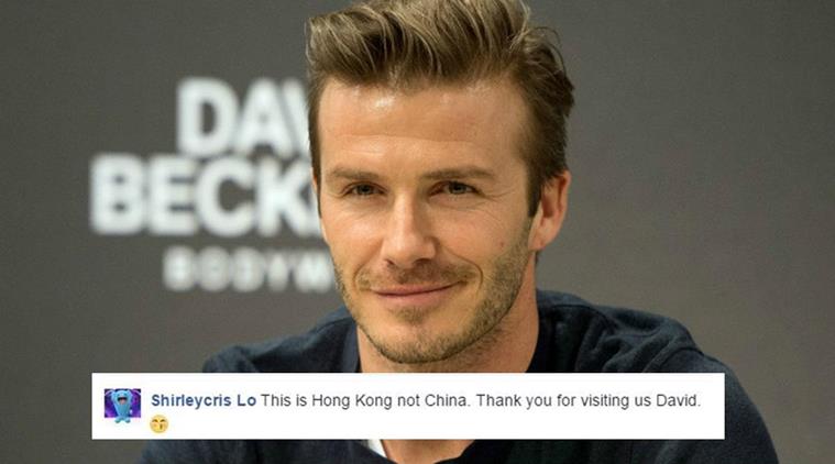 david beckham, david beckham facebook post, david beckham hongkong video, david beckham slammed by chinese, david beckham china video, david beckham hongkong shanghai, david beckham china, indian express, indian express news