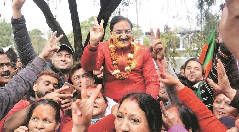 Uttarakhand election results 2017, Uttarakhand poll results, Uttarakhand elections, Harish Rawat, Rawat, Uttarakhand government, BJP, BJP victory, BJP win, election verdict, BJP win celebration, india news