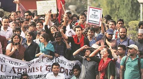 ABVP, ABVP suspended, ABVP AISA, Ramjas protests, Ramjas protest march, DU protest march, north campus protests, ABVP Ramjs college, delhi news, india news