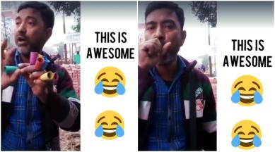 hawker, baby voice, call your papa, toy, funny toy, hawker making baby voice, funny videos, indian express, indian express news