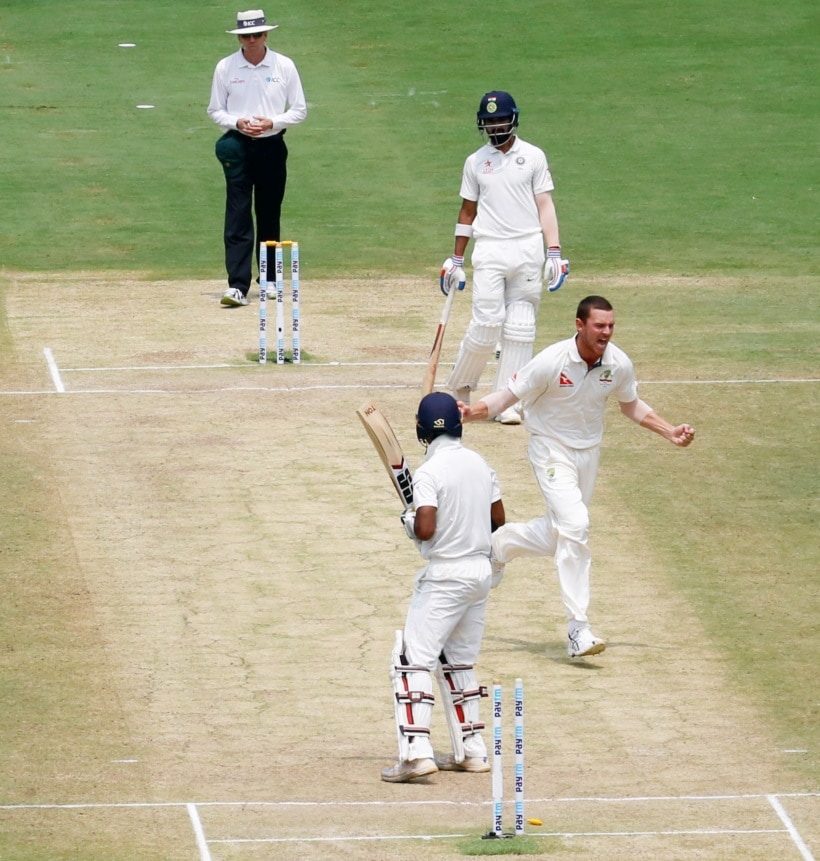 India vs Australia photos, ind vs Aus photo, india vs Australia 2017, India vs Australia second Test, Ravindra Jadeja, Jadeja, KL Rahul, Rahul, pujara, Cheteshwar pujara, Rahane, Kohli, Virat Kohli, Hazlewood, Cricket news, Cricket photos, Cricket
