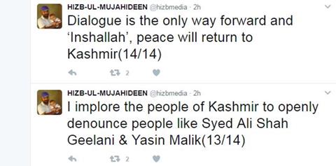 Hizb-ul-Mujahideen’s Twitter handle hacked, messages of peace posted
