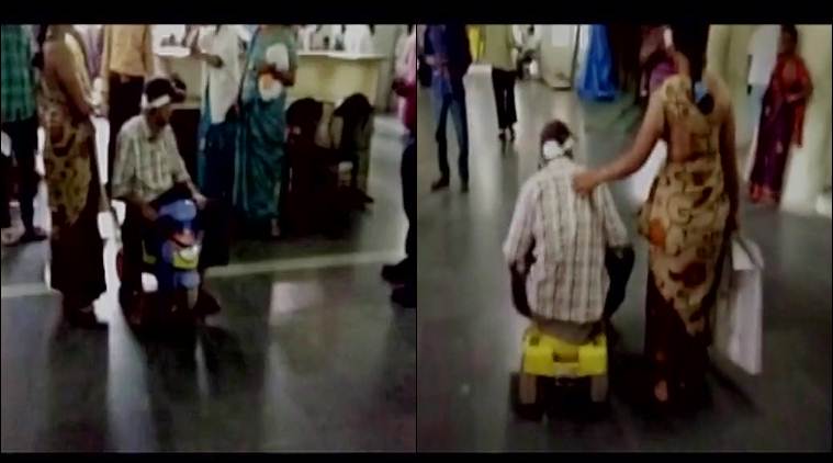 hyderabad, hyderabad hospital, patient kid tricycle, patient use child tricycle at hospital, viral video, trending video, latest news