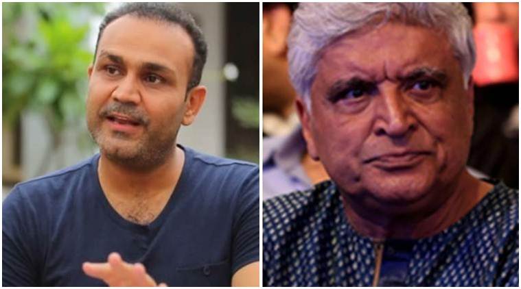Javed Akhtar, Javed Akhtar news, Virender Sehwag, Virender Sehwag javed akhtar, javed akhtar Virender Sehwag, Gurmehar Kaur, Gurmehar Kaur javed akhtar, javed akhtar Gurmehar Kaur, Gurmehar Kaur virender sehwag, Virender Sehwag news, entertainment news, indian express, indian express news