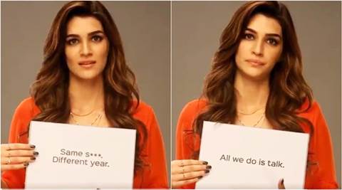 Kriti Sanon Sex Videos - International Women's Day: Kriti Sanon is in no mood to celebrate and she  has a strong reason, watch video | Entertainment News,The Indian Express