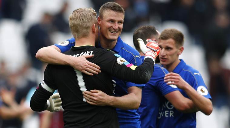 Leicester City, Leicester City vs West Ham, West Ham United, West Ham United vs Leicester City, Leicester City wins against West Ham, Jamie Vardy, Riyad Mahrez, Premier league match report, Leicester relegation zone, Kasper Schmeichel wonder saves, Andy Caroll, football news, indian express news