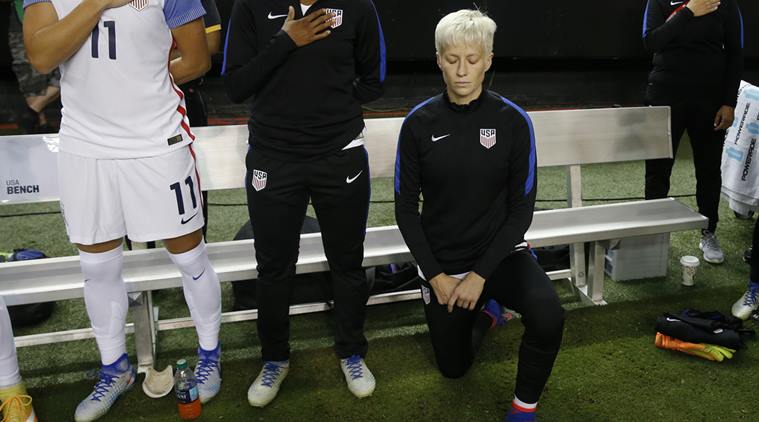 US soccer's board, Megan Rapinoe, Megan Rapinoe kneeled in support of Colin Kaepernick, 2017 policy repealed, national anthem rule