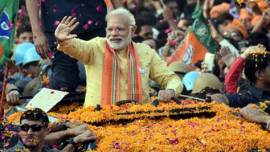 Narendra Modi, modi, modi victory, modi win in up, BJP, BJP-Modi, Narendra Modi-BJP, Uttar Pradesh, Uttarakhand, world media, Narendra Modi, demonetisation, historic win in UP, India news, Indian Express
