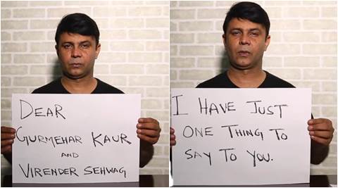RJ Naved video for Virender Sehwag,RJ Naved video forSehwa RJ Naved message for Gurmehar kaur, rj naved message to placards, rj naved video trolling sehwag, indian express, indian express news