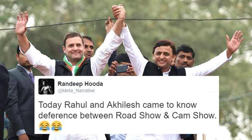 rahul gandhi, akhilesh yadav, roadshow, rahul gandhi akhilesh yadav, rahul gandhi akhilesh yadav roadshow, narendra modi, narendra modi rally, indian express, indian express news