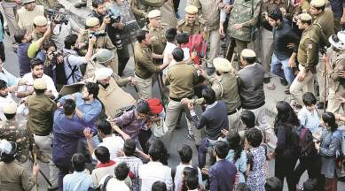 ramjas violence, anti national slogan at ramjas, ramjas college incident, delhi news, indian express news