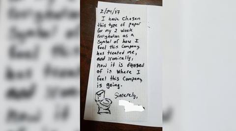Frustrated employee’s resignation letter on toilet paper is going viral