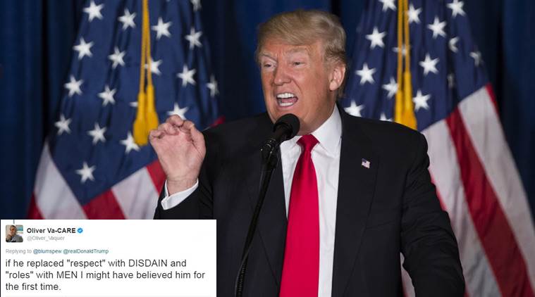 trump message on women's day, trump tweet on women's day 2017, people mock TRump, people troll trump. people trolling trump, indian express, indian express news