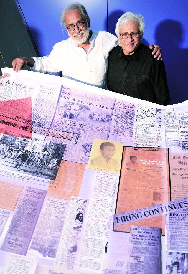 vivan sundaram, vivan sundaram art installation, chhatrapati shivaji hall mumbai, naval strike committee, art gallery aaya nagar delhi, royal indian navy, newspaper art installation, vivan sundaram art show
