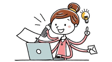 Illustration material: young woman PC multitasking