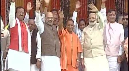 yogi adityanath, yogi adityanath chief minister, narendra Modi, Modi, PM Modi, UP, Uttar PRadesh, UP CM, Adityanath Modi, uttar pradesh, up cabinet ministers, gorakhpur, uttar pradesh cm ceremony, oath taking ceremony, narendra modi, amit shah