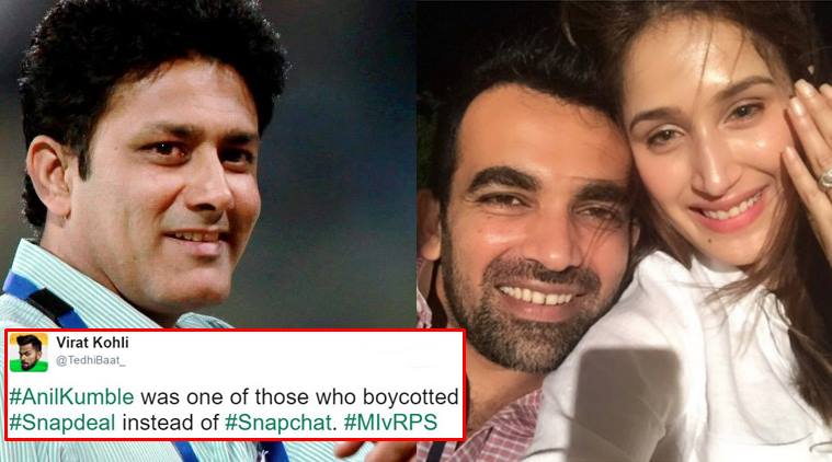 zaheer khan sagarika engagement, zaheer khan sagarika twitter wishes, anil kumble wishes zaheer khan sagarika, anil kumble wishes wrong sagarika, indian cricketers anil kumble sagarika ghose, indian express, indian express news