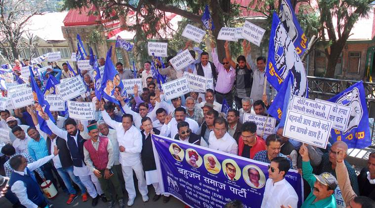 BSP, BSP EVM protest, EVM tampering protest UP, UP BSP EVM Protests, BSP Election Commission, Naseemuddin Siddiqui, Mayawati EVM tampering, Modi EVM tampering, India news, Indian Express