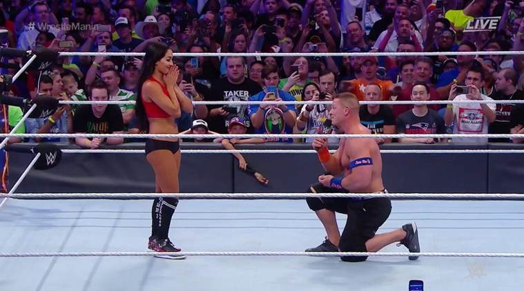 Wwe Wrestlemania 33 John Cena Proposes To Nikki Bella In The Ring Watch Video Sports News