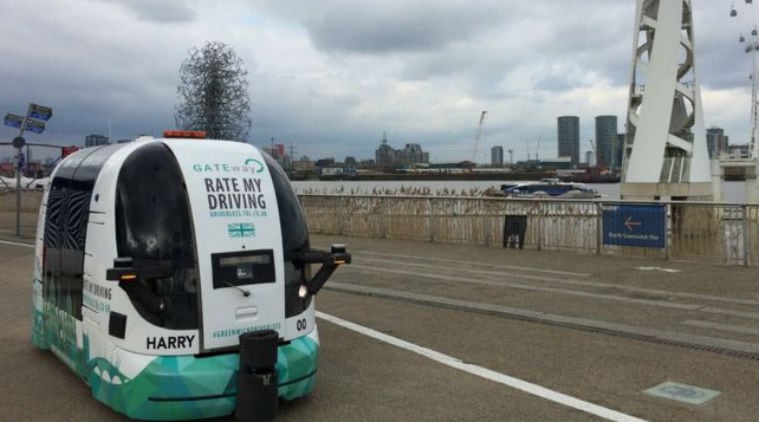 driverless shuttle bus, prototype shuttle,  trained on board, Oxbotica, improve transport links, London's O2 arena, trial basis, pedestrianised environment, Science, Science news