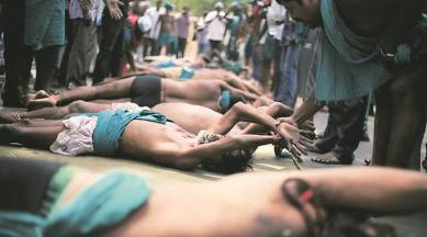 Tamil Nadu farmers protests, TN farmer agitation, DMK, AIADMK Navaneethakrishnan farmer protest, Rajya Sabha TN Farmers, India news, Indian Express