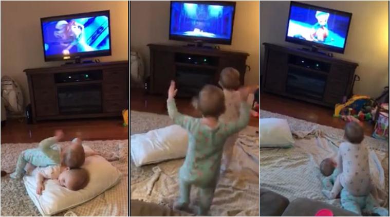 frozen, kids videos, twin frozen viral video, twins enact frozen scene, kids viral video, trending baby videos, frozen scene twin recreate, indian express, trending news, viral news, latest news