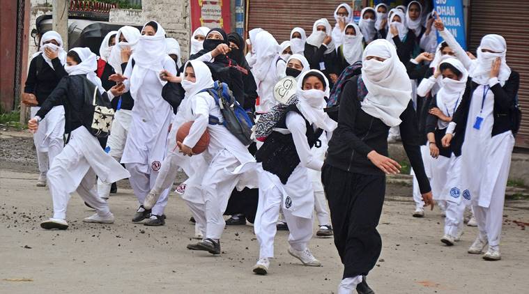 kashmir, kashmir unrest, kashmir protest, kashmir student protest, sukma attack, chhattisgarh, maoist attack, srinagar student protest, mehbooba mufti, mufti government, pellet firing, human shield, kashmir human shield, indian express news, india news